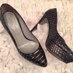 Sergio Rossi black leather pumps